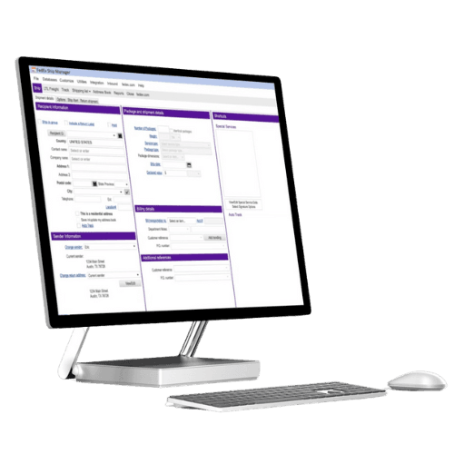 shipping software on computer mockup